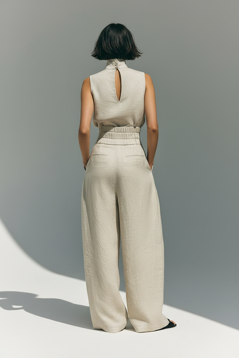 Conjunto Atena - Blusa sin Mangas y Pantalón de Pierna Ancha