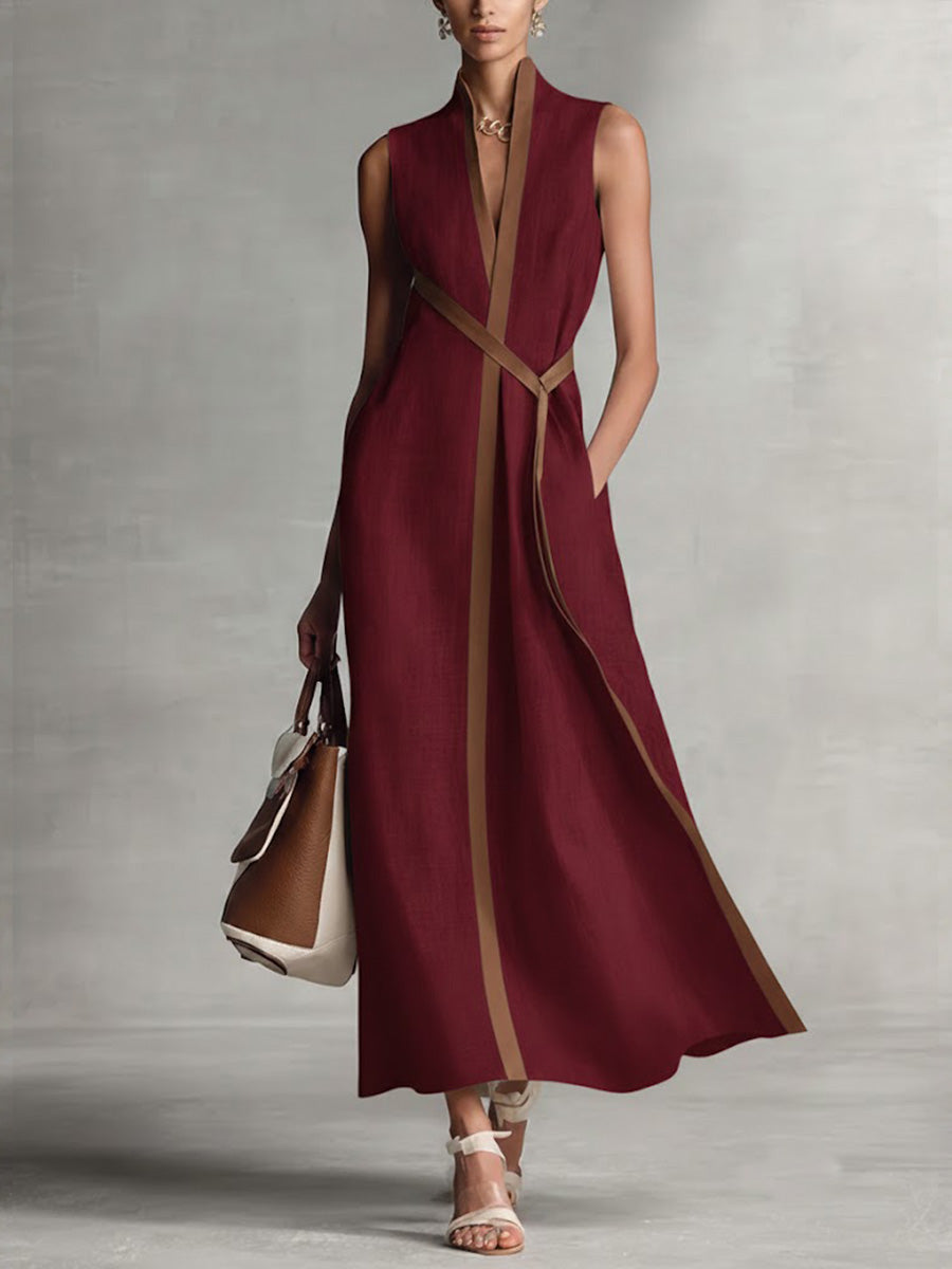 Vestido Raquel - Maxi Cruzado de Mezcla de Lino Refinado