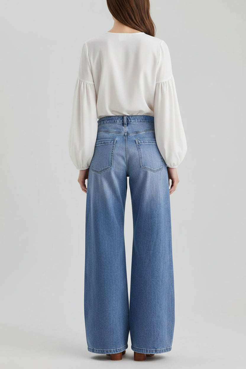 Pantalón Julieta - Pierna Ancha con Lavado Vintage