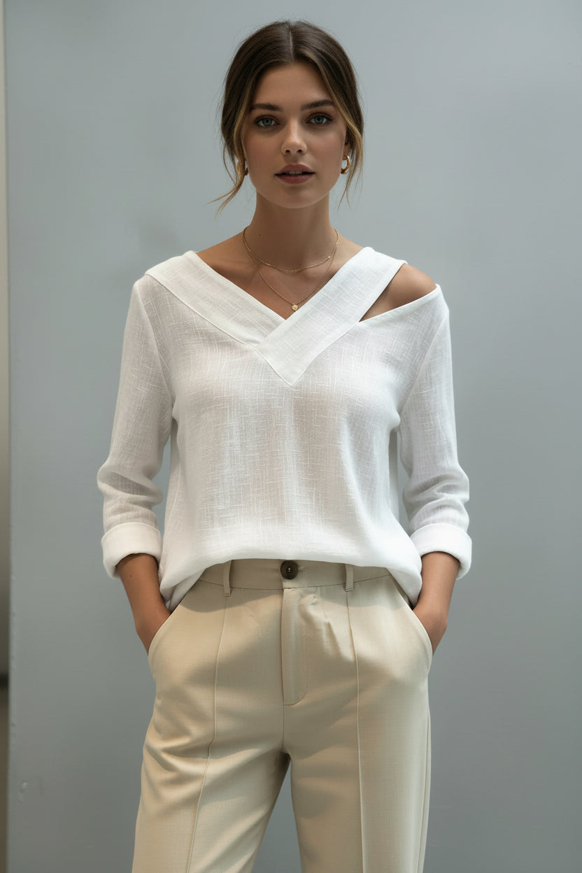 Blusa Carolina - Hombros Descubiertos con Escote en V y Tacto Suave