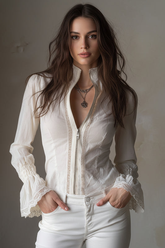 Blusa Paula - Bohemia con Encaje y Mangas Acampanadas