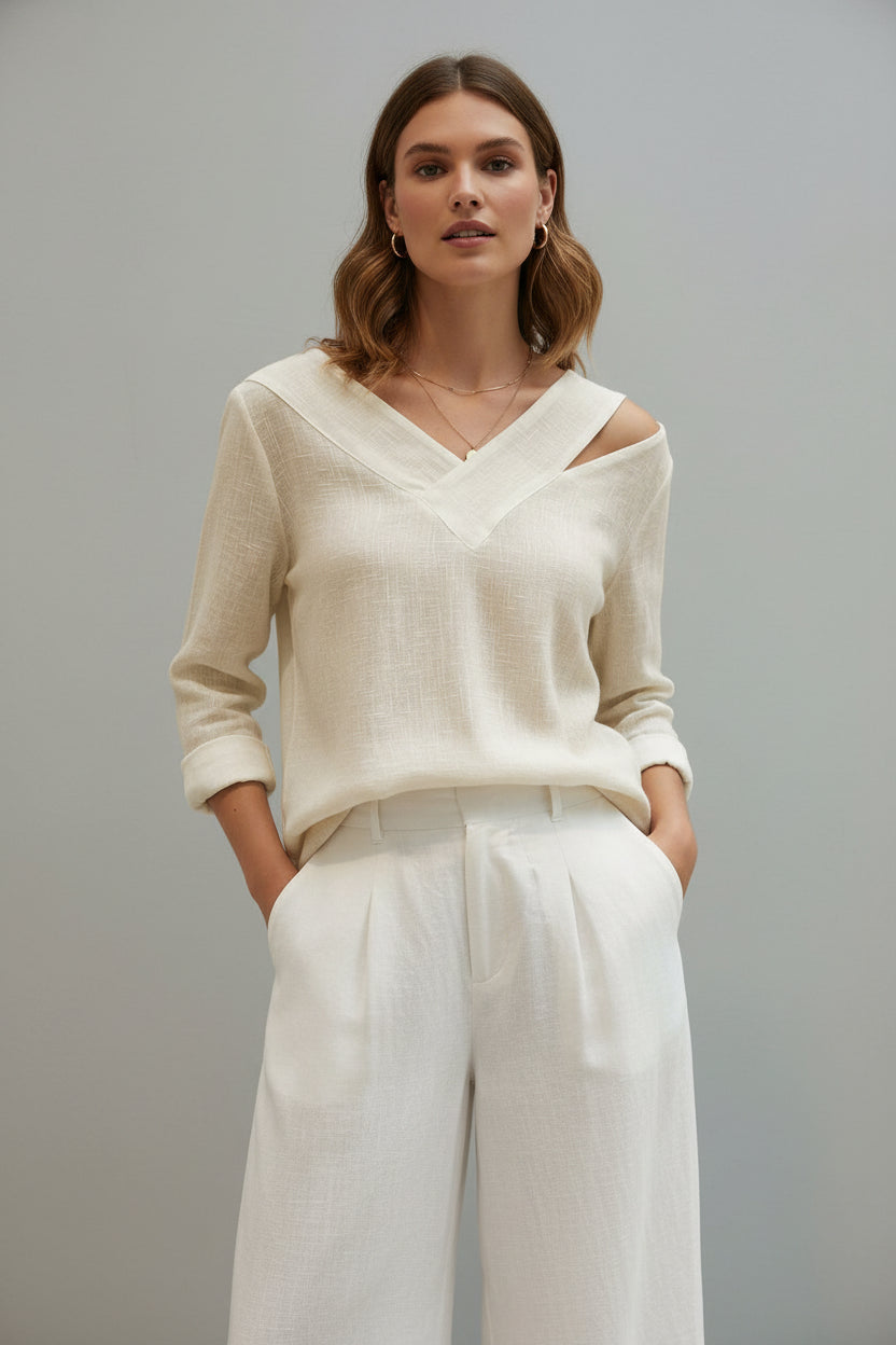 Blusa Carolina - Hombros Descubiertos con Escote en V y Tacto Suave