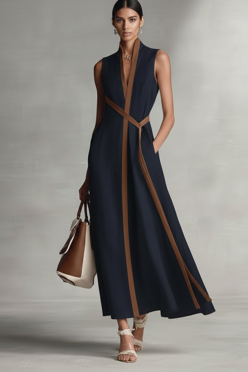 Vestido Raquel - Maxi Cruzado de Mezcla de Lino Refinado