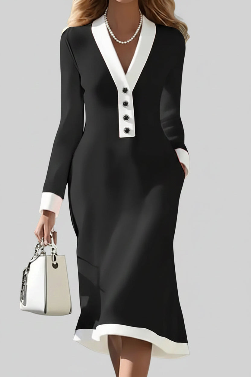 Vestido Selena - Midi con Escote en V y Tacto Suave