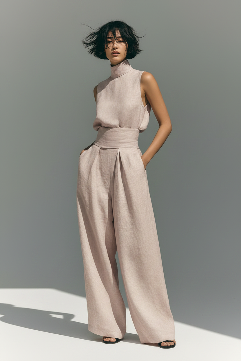 Conjunto Atena - Blusa sin Mangas y Pantalón de Pierna Ancha