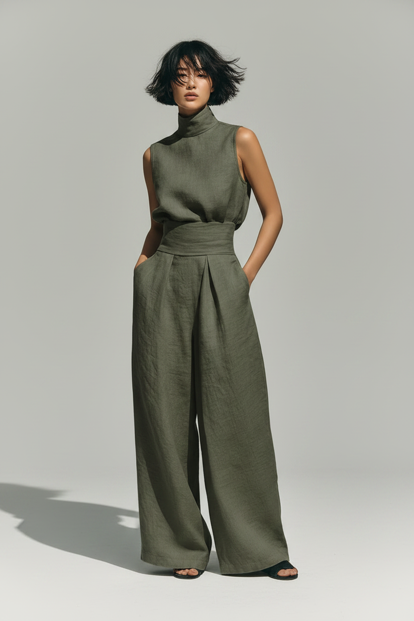 Conjunto Atena - Blusa sin Mangas y Pantalón de Pierna Ancha