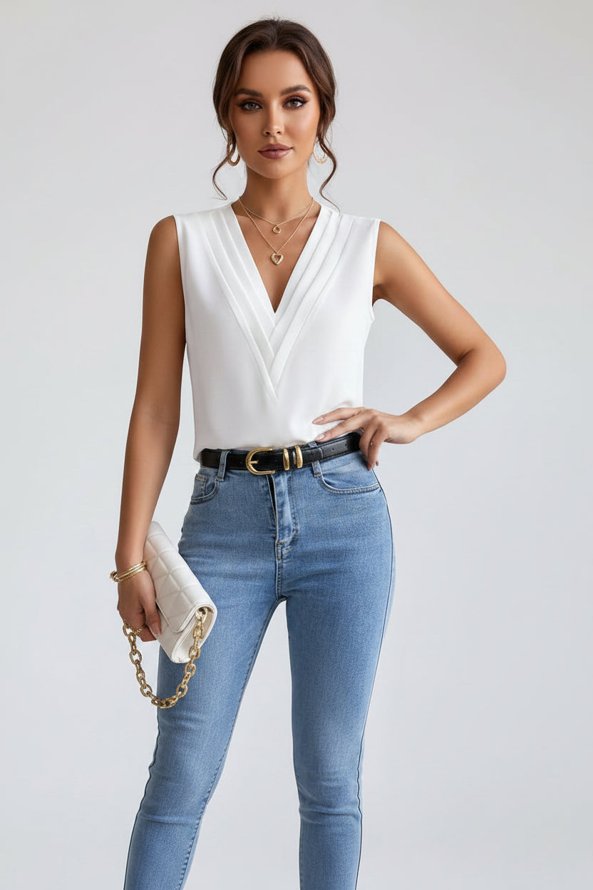 Blusa Karina - Sin Mangas de Tacto Suave