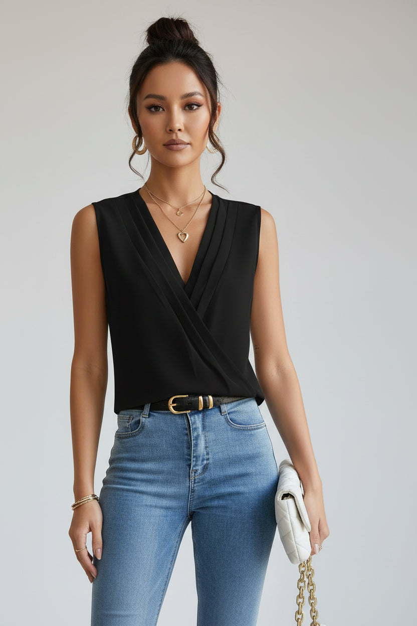 Blusa Karina - Sin Mangas de Tacto Suave