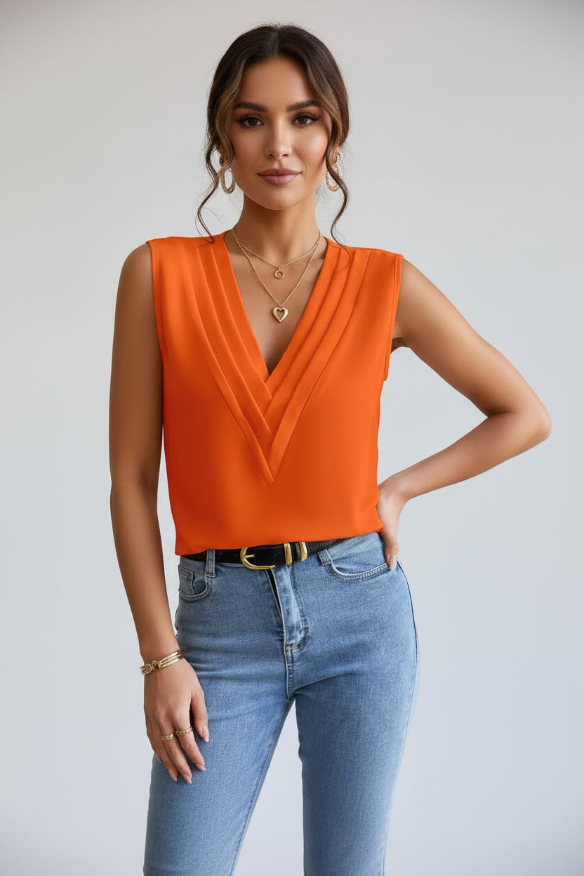 Blusa Karina - Sin Mangas de Tacto Suave