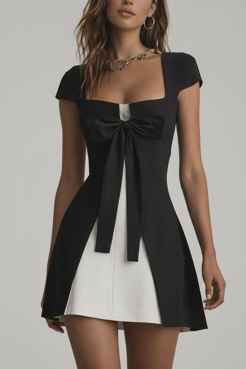 Vestido Valentina - Mini Bicolor con Moño