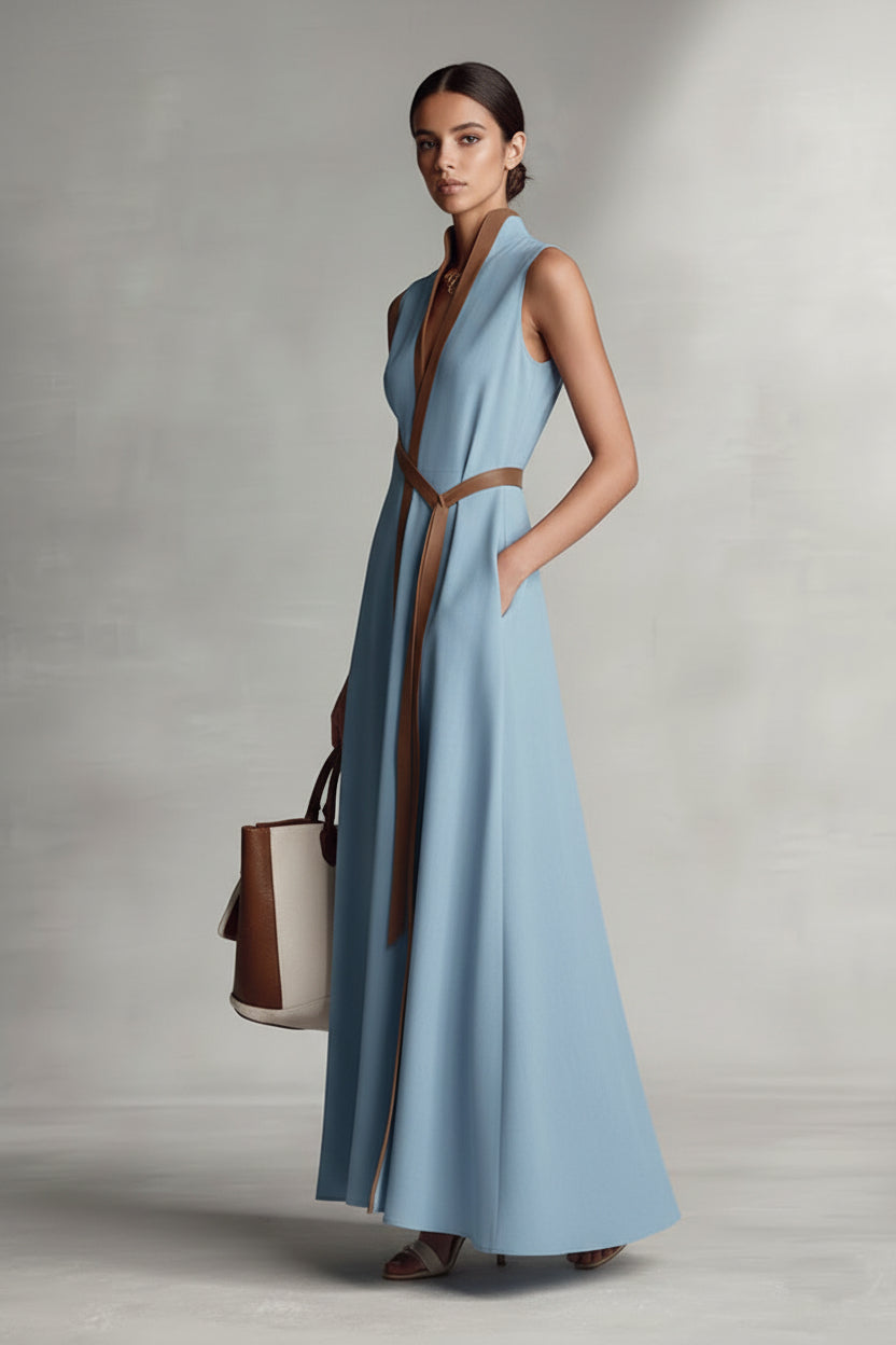 Vestido Raquel - Maxi Cruzado de Mezcla de Lino Refinado