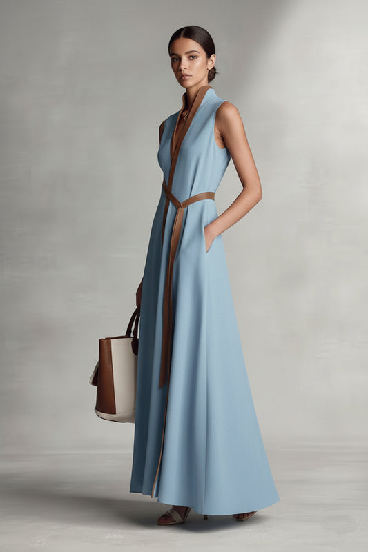 Vestido Raquel - Maxi Cruzado de Mezcla de Lino Refinado