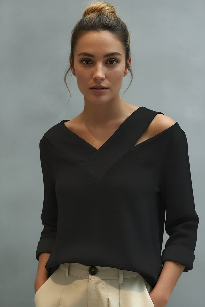 Blusa Carolina - Hombros Descubiertos con Escote en V y Tacto Suave