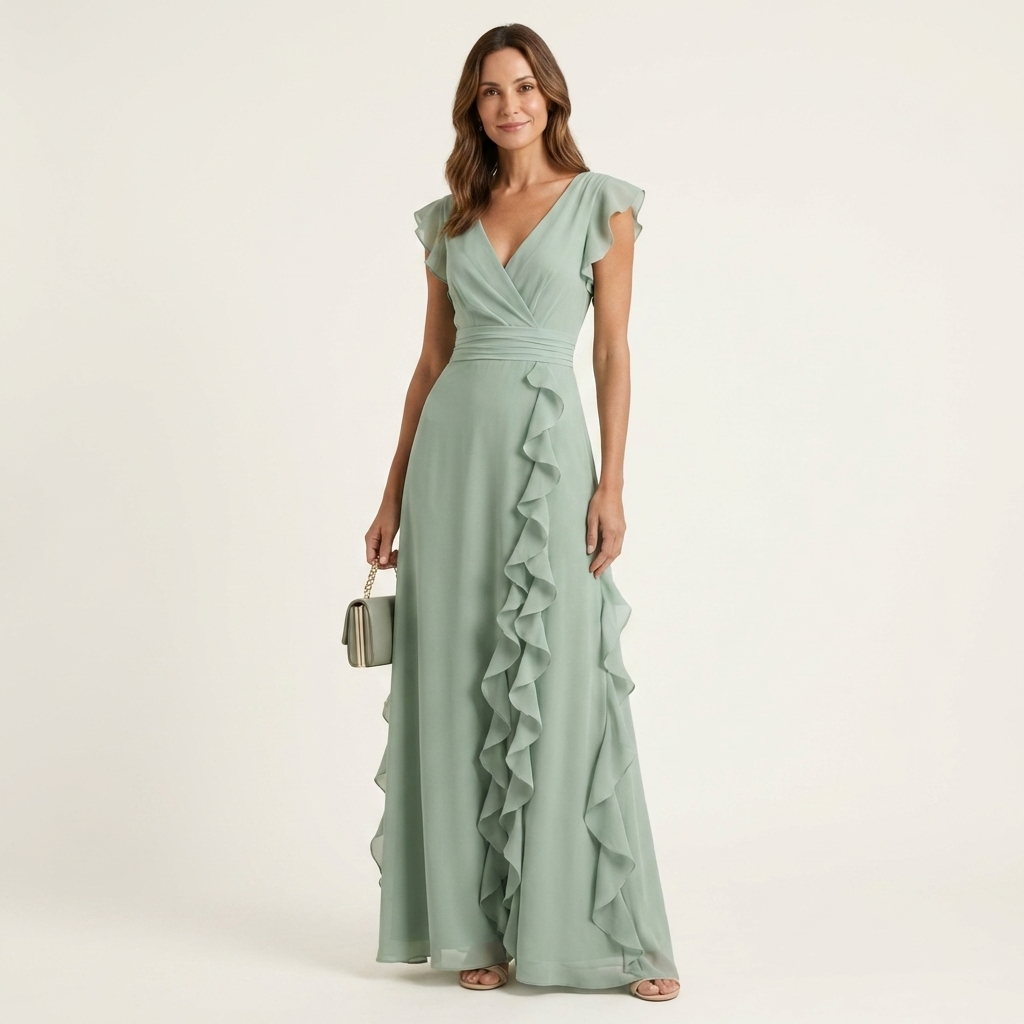 Vestido Delfi - Elegante largo con volantes