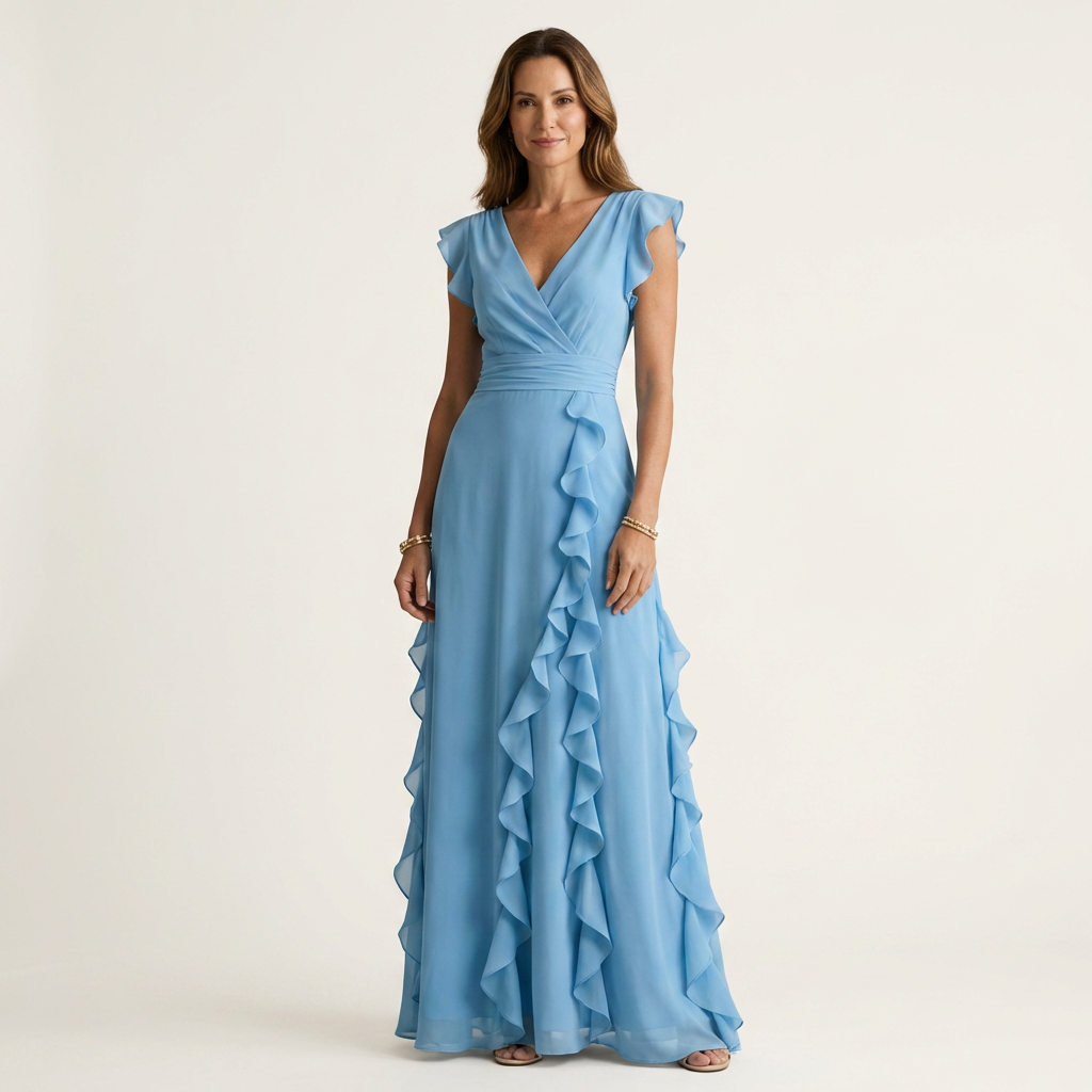 Vestido Delfi - Elegante largo con volantes
