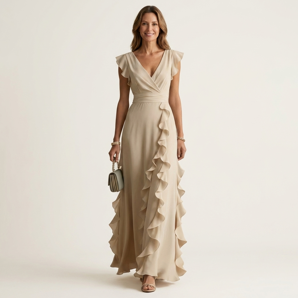 Vestido Delfi - Elegante largo con volantes