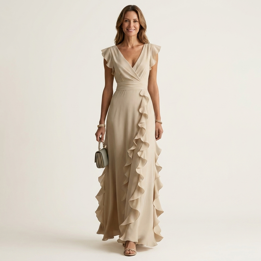 Vestido Delfi - Elegante largo con volantes