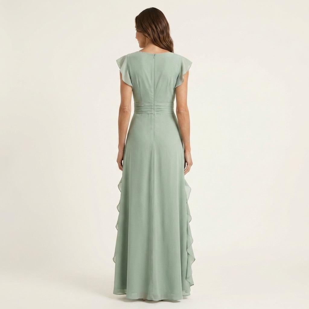 Vestido Delfi - Elegante largo con volantes