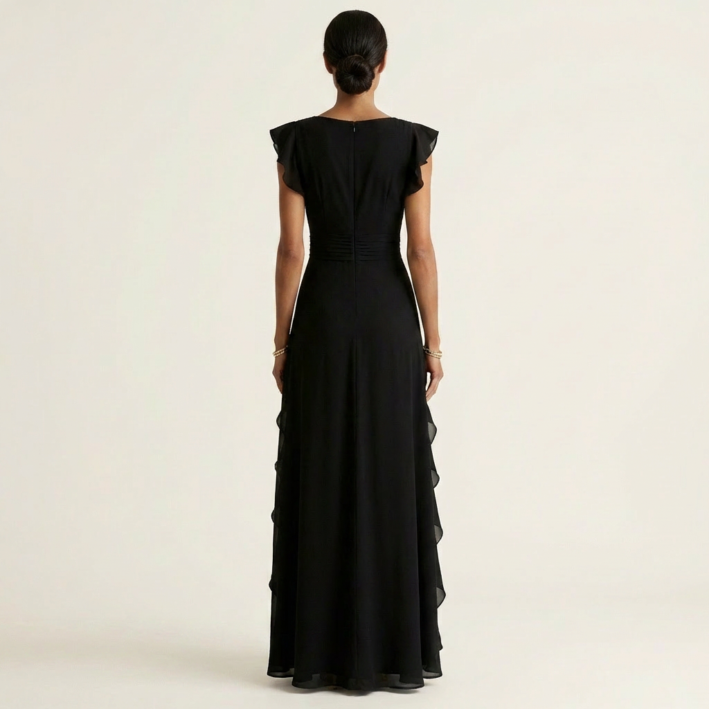Vestido Delfi - Elegante largo con volantes