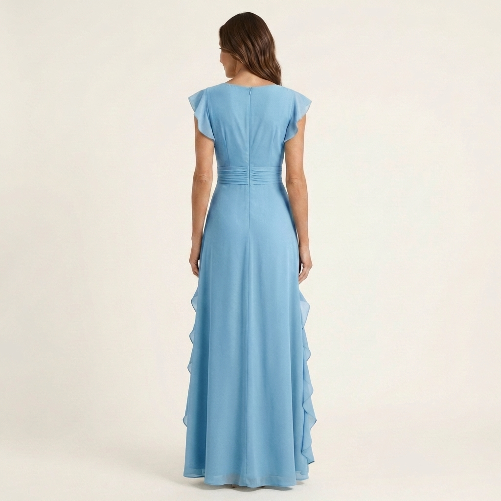 Vestido Delfi - Elegante largo con volantes