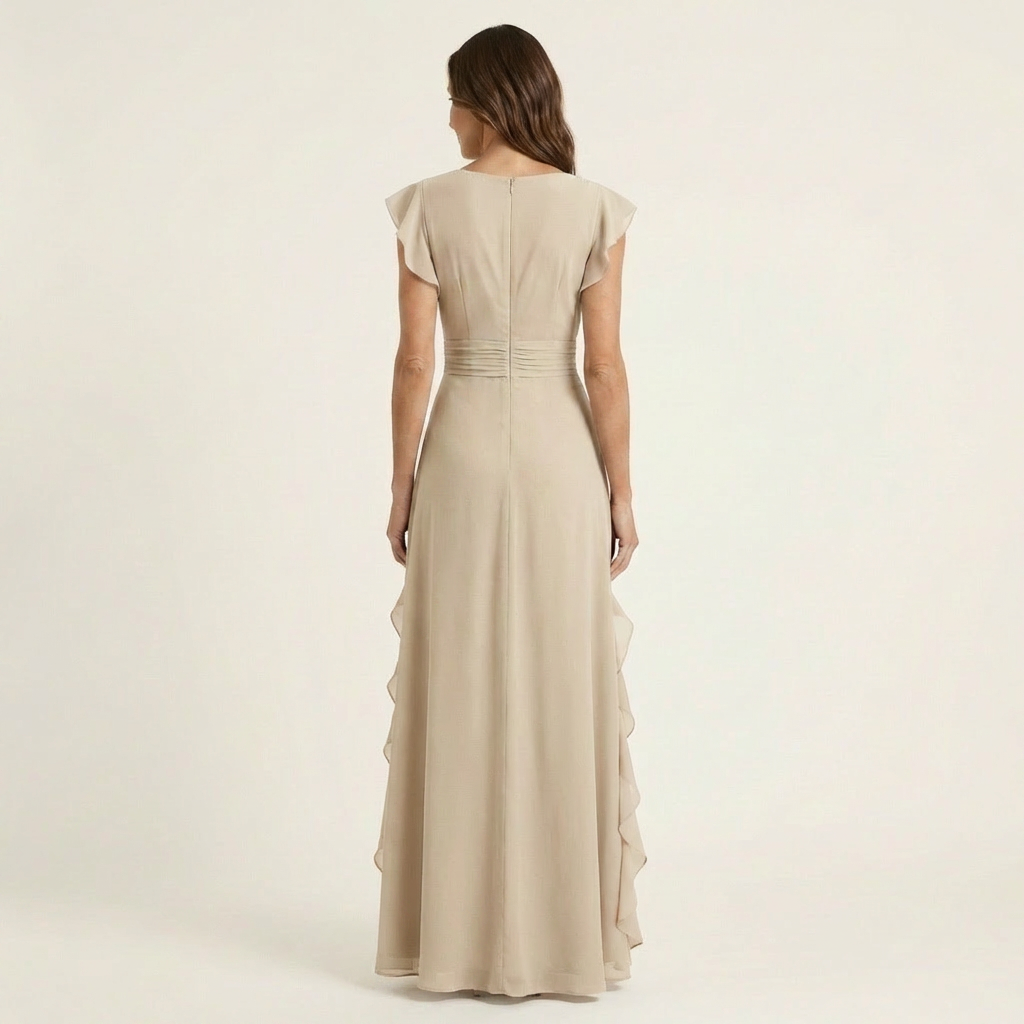 Vestido Delfi - Elegante largo con volantes