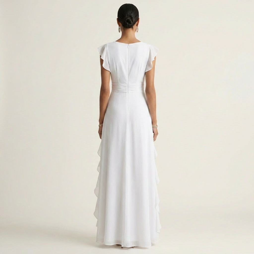 Vestido Delfi - Elegante largo con volantes